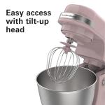 Hamilton Beach Electric Stand Mixer, 4 Quarts, Dough Hook, Flat Beater Attachments, Splash Guard 7 Speeds with Whisk, Rose