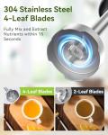 Immersion Blender Handheld Hand Blender, 1000W 5 in 1 Hand Mixer Stick, BPA-Free 12 Speed Handheld Blender 304 Stainless, Mixing Beaker, Chopper, Whisk, Milk Frother, Soup, Smoothies, Baby Food, Sauce