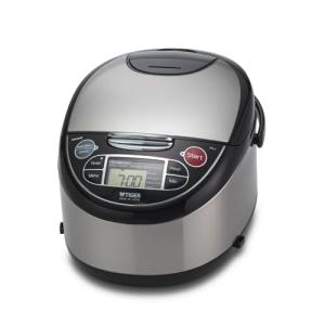 Tiger Corporation JAX-T10U-K 5.5-Cup (Uncooked) Micom Rice Cooker with Food Steamer & Slow Cooker, Stainless Steel Black
