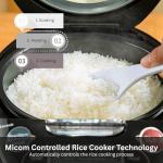 Tiger Corporation JAX-T10U-K 5.5-Cup (Uncooked) Micom Rice Cooker with Food Steamer & Slow Cooker, Stainless Steel Black