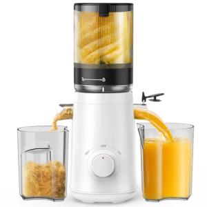 Juicer Machines, TUUMIIST Cold Press Juicer with 5.3" Extra Large Feed Chute Fit Whole Fruits & Vegetables Easy to Clean, High Juice Yield, BPA Free (White)