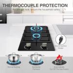 Gas Stove 2 Burner Propane Cooktop 12 inch, Nafewin Tempered Glass Portable Gas Cooktop Stove Burner with Thermocouple Protection, Lpg/Ng Dual Fuel Built-in Hob for Apartments, Outdoor, Rvs