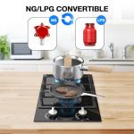 Gas Stove 2 Burner Propane Cooktop 12 inch, Nafewin Tempered Glass Portable Gas Cooktop Stove Burner with Thermocouple Protection, Lpg/Ng Dual Fuel Built-in Hob for Apartments, Outdoor, Rvs