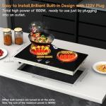 Zarbaco 2 Burner Electric Cooktop 24 Inch, 120V Electric Stove Top with Countertop & Built-in Design, 1800W Knob Control Radiant Ceramic Cooktop with Safety Lock, 9 Level Power, 99 Min Timer - Plug in