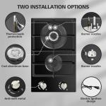 Gas Stove 2 Burner Propane Cooktop 12 inch, Nafewin Tempered Glass Portable Gas Cooktop Stove Burner with Thermocouple Protection, Lpg/Ng Dual Fuel Built-in Hob for Apartments, Outdoor, Rvs