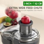 Juicer Machine, 500W Centrifugal Juicer Extractor with 3 Speed & Wide Mouth 3” Feed Chute for Fruit Vegetable, High Yield Juicer Included Cleaning Brush for Easy to Clean