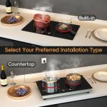 Zarbaco 2 Burner Electric Cooktop 24 Inch, 120V Electric Stove Top with Countertop & Built-in Design, 1800W Knob Control Radiant Ceramic Cooktop with Safety Lock, 9 Level Power, 99 Min Timer - Plug in