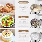 Stand Mixer, Zuccie 4.8QT Kitchen Electric Stand Mixer, 380W Motor Power Food Mixer, 8+P-Speed Dough Mixer with Dough Hook, Wire Whip & Beater, White