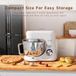 Stand Mixer, Zuccie 4.8QT Kitchen Electric Stand Mixer, 380W Motor Power Food Mixer, 8+P-Speed Dough Mixer with Dough Hook, Wire Whip & Beater, White