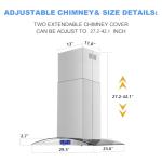 JOEAONZ Island Range Hood 30 Inch 700 CFM Gesture & Touch Control Ceiling Mount Stainless Steel Kitchen Vent Hood, Kitchen Exhaust Hood, Ducted/Ductless Convertible 3-speed Ventilation Fan Switchable