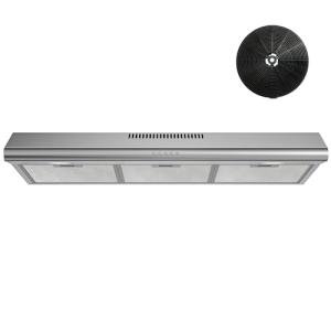 FIREGAS Under Cabinet Range Hood 36 inch with Ducted/Ductless Convertible, Slim Kitchen Stove Vent Hood, LED Light, 3 Speed Exhaust Fan, Reusable Aluminum Filter, Push Button,Charcoal Filter