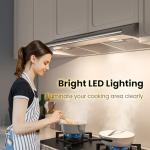 FIREGAS Under Cabinet Range Hood 36 inch with Ducted/Ductless Convertible, Slim Kitchen Stove Vent Hood, LED Light, 3 Speed Exhaust Fan, Reusable Aluminum Filter, Push Button,Charcoal Filter