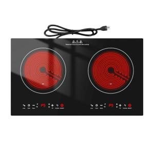Electric Cooktop 24 Inch,Electric Stove 2 Burners 110V Built-in and Countertop Plug in 2400w,LED Touch Screen,9 Heating 9 Temperature,Overheat Protection,Kids Lock & Timer,Suitable for all Pans
