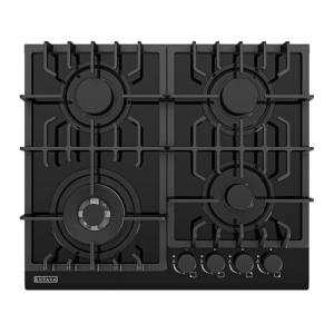 Empava 24 in. Gas Stove Cooktop with 4 Sealed Burners-Heavy Duty Continuous Grates-NG/LPG Convertible-Black Tempered Glass Surface, 24 Inch