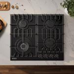 Empava 24 in. Gas Stove Cooktop with 4 Sealed Burners-Heavy Duty Continuous Grates-NG/LPG Convertible-Black Tempered Glass Surface, 24 Inch