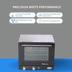 Cadco OV-003 18-7/8" Quarter-Size Countertop Convection Oven for Restaurant Hotel Food Truck Concession Kiosk, (3) Quarte-Size Sheet Pan Capacity and Manual Controls, Stainless Steel, 120V, NSF