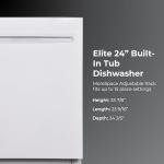 Kenmore Elite 24" Built-In Stainless Steel Tub Dishwasher with TotalFlex 3rd Rack, SmartWash, UltraWash Plus, TurboDry, MoreSpace Plus Adjustable Rack, Energy Star Certified, White