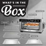 Gourmia Toaster Oven Digital Air Fryer - Convection Mode with 4 Slice Capacity, 3 Rack Positions, 12 Presets, Toast, Bagel, Bake, Roast, Broil, Dehydrate, Popcorn, Fits 9" Pizza, Stainless Steel