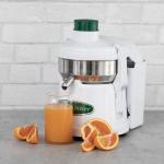 Omega J4000 High Speed Pulp Ejection Juicer 1/3 HP Juices Vegetables Citrus and Fruits at 3500 RPM Surgical Stainless Steel Parts and Stainless Steel Blade, 250-Watts, White