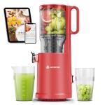 Cold Press Juicer, Aobosi Juicer Machine,Slow Masticating Juicers Machines with Reverse Function, Quiet Motor, High Juice Yield with Juice Jug & Brush for Cleaning (Red)
