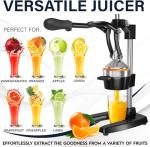 Eurolux Cast Iron Citrus Juicer | Extra-Large Commercial Grade Manual Hand Press | Heavy Duty Countertop Squeezer for Fresh Orange Juice (Bonus Stainless Steel Cup) (Black)