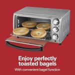 Hamilton Beach 4-Slice Toaster Oven with 5 Cooking Modes (Bake, Broil, Keep Warm Toast & Bagel) with Stay On & Auto Shutoff, 2 Rack Positions, 1100 Watts and 3 Accessories, Stainless Steel (31143)