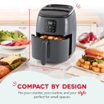 DASH Tasti-Crisp™ Electric Air Fryer Oven, 2.6 Qt., Grey – Compact Air Fryer for Healthier Food in Minutes, Ideal for Small Spaces - Auto Shut Off, Digital, 1000-Watt