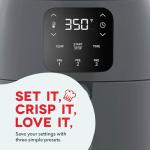 DASH Tasti-Crisp™ Electric Air Fryer Oven, 2.6 Qt., Grey – Compact Air Fryer for Healthier Food in Minutes, Ideal for Small Spaces - Auto Shut Off, Digital, 1000-Watt