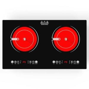 VBGK 2 Burner Electric Cooktop,110V 2400W Electric Stove Top with Touch Control,9 Heating Level,Timer & Kid Safety 2 burner cooktop.
