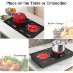 VBGK 2 Burner Electric Cooktop,110V 2400W Electric Stove Top with Touch Control,9 Heating Level,Timer & Kid Safety 2 burner cooktop.