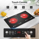VBGK 2 Burner Electric Cooktop,110V 2400W Electric Stove Top with Touch Control,9 Heating Level,Timer & Kid Safety 2 burner cooktop.