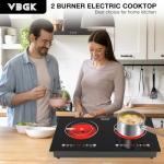 VBGK 2 Burner Electric Cooktop,110V 2400W Electric Stove Top with Touch Control,9 Heating Level,Timer & Kid Safety 2 burner cooktop.