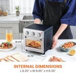 Elite Gourmet EAF0852SS 8.5Qt. Capacity Air Fryer Oven, Air Fry, Broil, Toast, Bake & Broil with Convection, Time and Temperature Controls, 800-Watts, Includes 25 Delicious Recipes, Stainless Steel