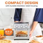 Elite Gourmet EAF0852SS 8.5Qt. Capacity Air Fryer Oven, Air Fry, Broil, Toast, Bake & Broil with Convection, Time and Temperature Controls, 800-Watts, Includes 25 Delicious Recipes, Stainless Steel