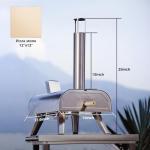 BIG HORN OUTDOORS Pizza Ovens Wood Pellet 12” Pizza Oven Cooking Pizza Maker Portable Stainless Steel Pizza Grill, Silver Portable Party use