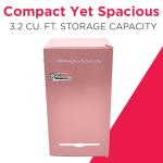 Frigidaire EFR376 Retro Bar Fridge Refrigerator with Side Bottle Opener, 3.2 cu. Ft, Pink/Coral