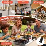 Hobsir 2 Burner Electric Cooktop, 110v Electric Stove Top Burner 12 inch Knob Control Countertop & Built-in Radiant Electrics Stove with Residual Heat Indicator, Over-Temperature Protection