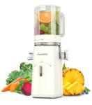 Cold Press Juicer, Zasmira Juicer Machines with Large Feeding Chute, Powerful Slow Juicer with Pulp Seperation, 99.6% Juice Purity, Easy to Clean, White