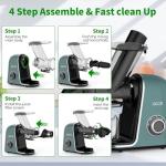 COZII Cold Press Juicer,Non-Clog Slow Masticating Juicer Soft/hard Mode & Quiet Motor,3.6 Inch Large Feed Chute For Vegetable and Fruit,Easy to Clean Juicer Machines,Dishwasher Safe,High Juice Yield