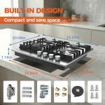 TOPWISH 24 Inch Gas Cooktop, Propane Stove Top with 4 Burners 27,400 BTU, NG/LPG Convertible Built-in Stainless Steel Stovetop with Thermocouple Protection for Rvs Kitchen Outdoor