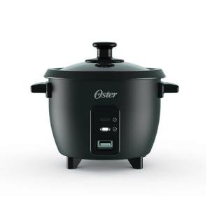 Oster 6-Cup Rice Cooker with Steamer Tray, Electric Rice Maker, Automatic Keep Warm, Nonstick Inner Pot, Black