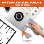 TOPWISH 24 Inch Gas Cooktop, Propane Stove Top with 4 Burners 27,400 BTU, NG/LPG Convertible Built-in Stainless Steel Stovetop with Thermocouple Protection for Rvs Kitchen Outdoor