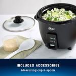 Oster 6-Cup Rice Cooker with Steamer Tray, Electric Rice Maker, Automatic Keep Warm, Nonstick Inner Pot, Black