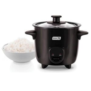 DASH Mini Rice Cooker Steamer with Removable Nonstick Pot, Keep Warm Function & Recipe Guide, One Half Quart, for Soups, Stews, Grains & Oatmeal - Black