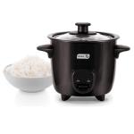 DASH Mini Rice Cooker Steamer with Removable Nonstick Pot, Keep Warm Function & Recipe Guide, One Half Quart, for Soups, Stews, Grains & Oatmeal - Black