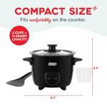 DASH Mini Rice Cooker Steamer with Removable Nonstick Pot, Keep Warm Function & Recipe Guide, One Half Quart, for Soups, Stews, Grains & Oatmeal - Black