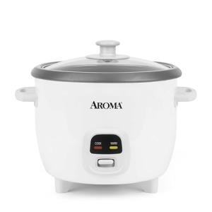 AROMA Rice Cooker, 3-Cup (Uncooked) / 6-Cup (Cooked), Small Rice Cooker, Oatmeal Cooker, Soup Maker, Auto Keep Warm, 1.5 Qt, White, ARC-393NG