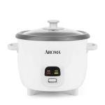 AROMA Rice Cooker, 3-Cup (Uncooked) / 6-Cup (Cooked), Small Rice Cooker, Oatmeal Cooker, Soup Maker, Auto Keep Warm, 1.5 Qt, White, ARC-393NG
