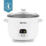 AROMA Rice Cooker, 3-Cup (Uncooked) / 6-Cup (Cooked), Small Rice Cooker, Oatmeal Cooker, Soup Maker, Auto Keep Warm, 1.5 Qt, White, ARC-393NG
