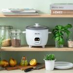 AROMA Rice Cooker, 3-Cup (Uncooked) / 6-Cup (Cooked), Small Rice Cooker, Oatmeal Cooker, Soup Maker, Auto Keep Warm, 1.5 Qt, White, ARC-393NG